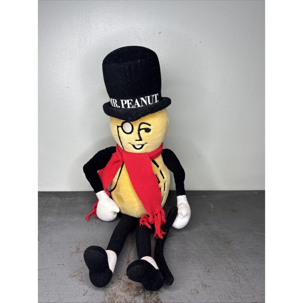 Vintage! 1991 MR. PEANUT 26" PLUSH Stuffed Doll w/ Scarf Cane Hat, Planters Tag.